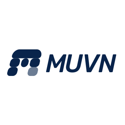 MUVN Logo in Blau auf hellem Hintergrund